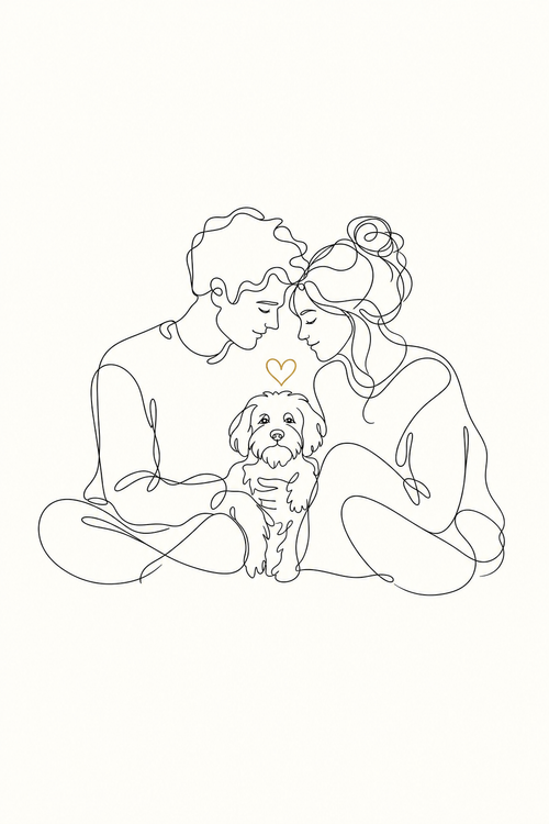 Beispiel: Familien-Portrait im Line-Art-Stil